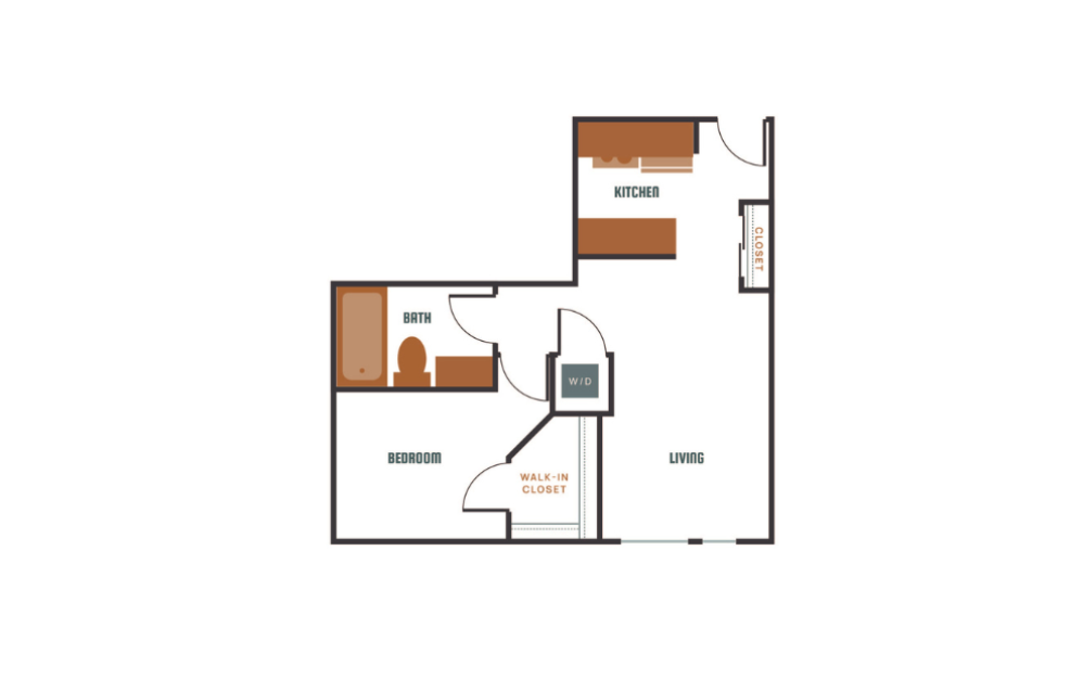 1x1 - C10 - 1 bedroom floorplan layout with 1 bath and 740 to 742 square feet.