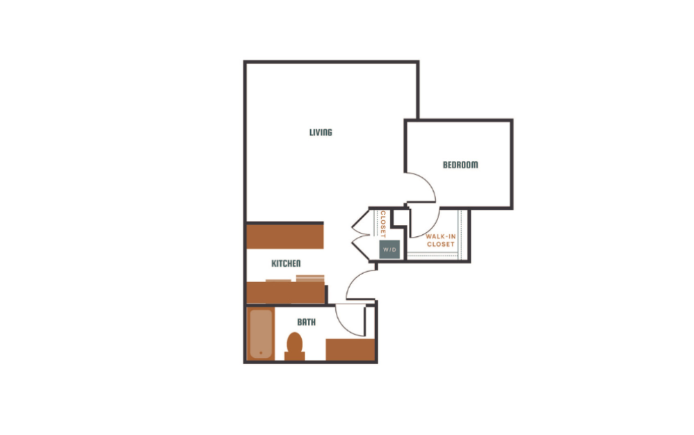 1x1 - C12 - 1 bedroom floorplan layout with 1 bathroom and 585 - 798 square feet