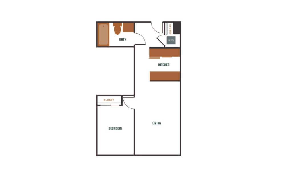 1x1 - C13 - 1 bedroom floorplan layout with 1 bathroom and 668 - 682 square feet