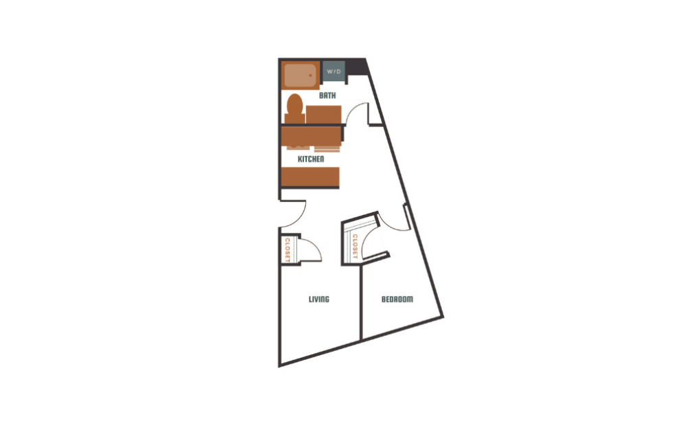 1x1 - C15 - 1 bedroom floorplan layout with 1 bathroom and 716 square feet