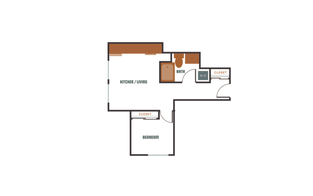 1x1 - C17 - 1 bedroom floorplan layout with 1 bathroom and 704 square feet