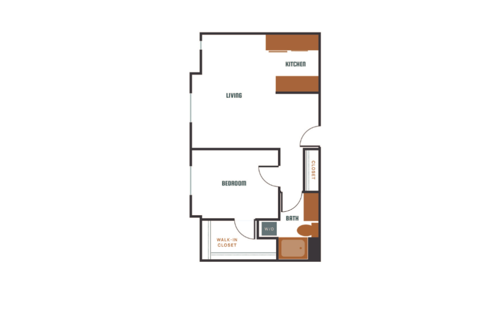 1x1 - C18 - 1 bedroom floorplan layout with 1 bathroom and 764 - 765 square feet