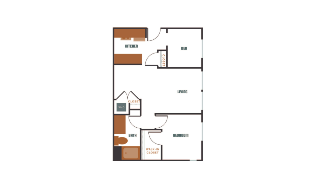 1x1 - C19 - 1 bedroom floorplan layout with 1 bathroom and 842 square feet