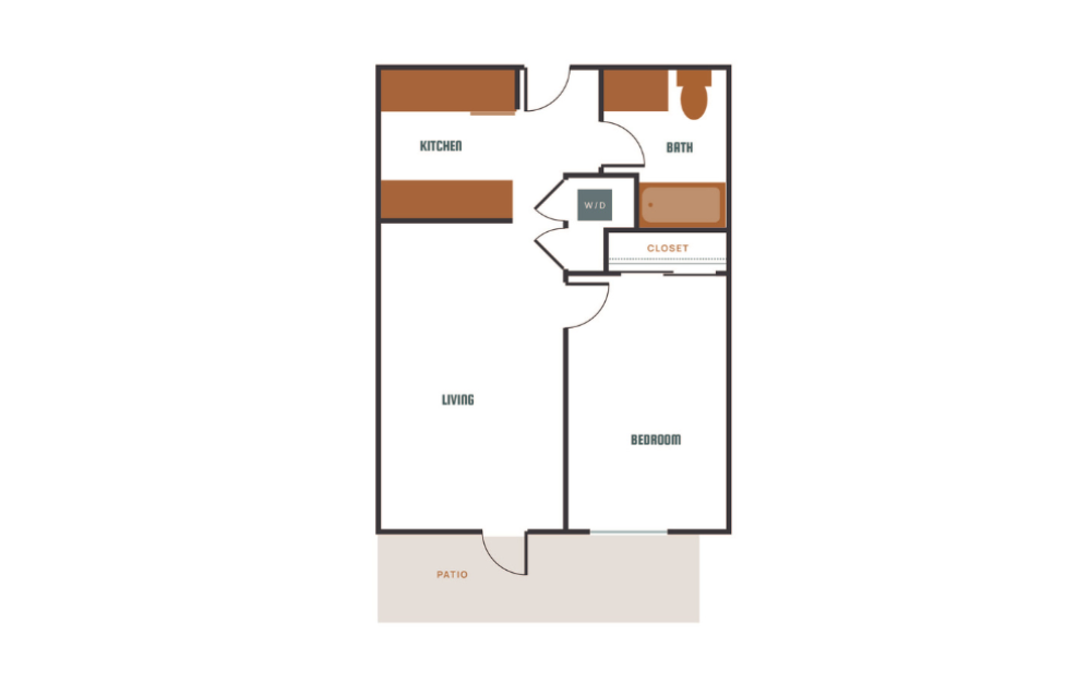 1x1 - C7 - 1 bedroom floorplan layout with 1 bath and 655 square feet.