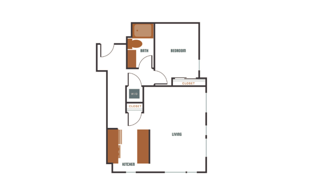 1x1 - C8 - 1 bedroom floorplan layout with 1 bath and 775 to 842 square feet.