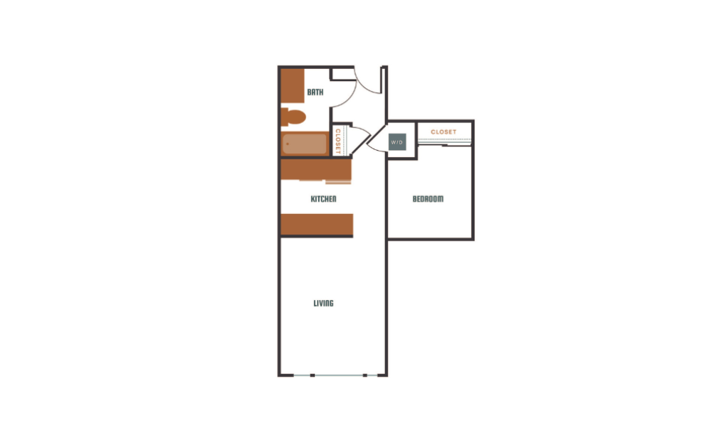 Open 1x1 - B3 - 1 bedroom floorplan layout with 1 bath and 571 to 578 square feet.