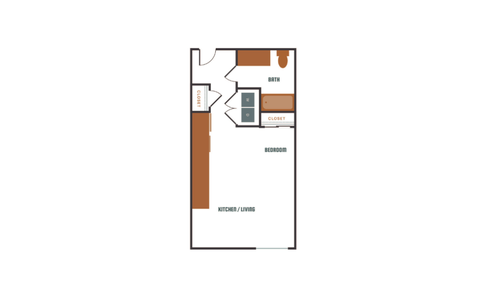 Studio - A4 - Studio floorplan layout with 1 bathroom and 579 square feet